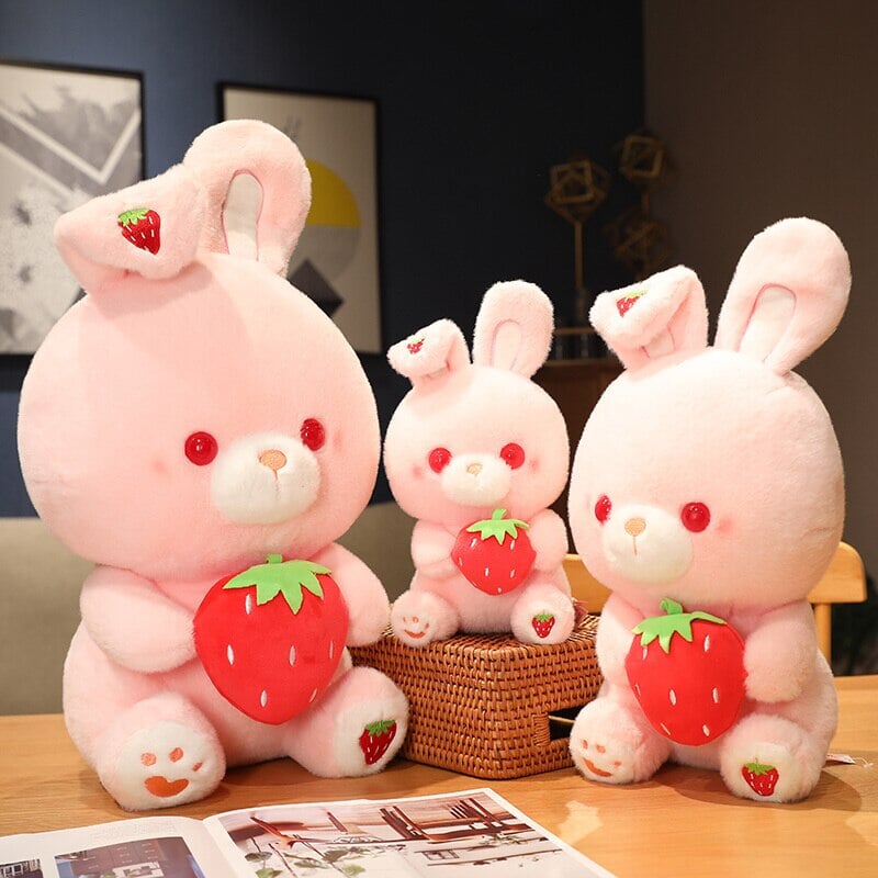 Adorable Pink Strawberry Bunny Plush Toy