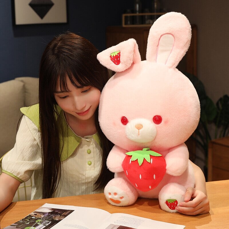 Adorable Pink Strawberry Bunny Plush Toy