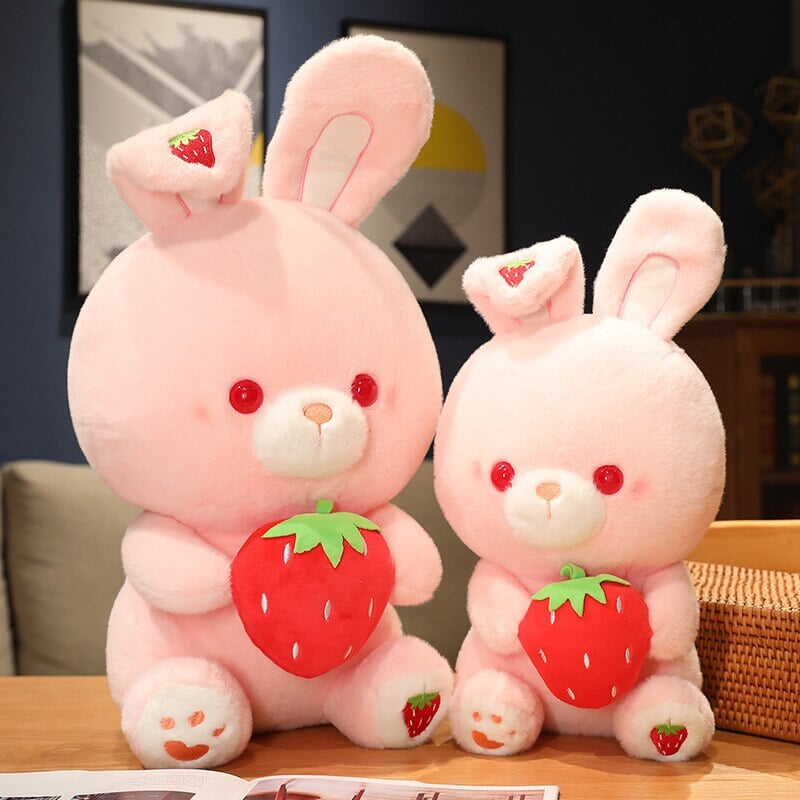 Adorable Pink Strawberry Bunny Plush Toy
