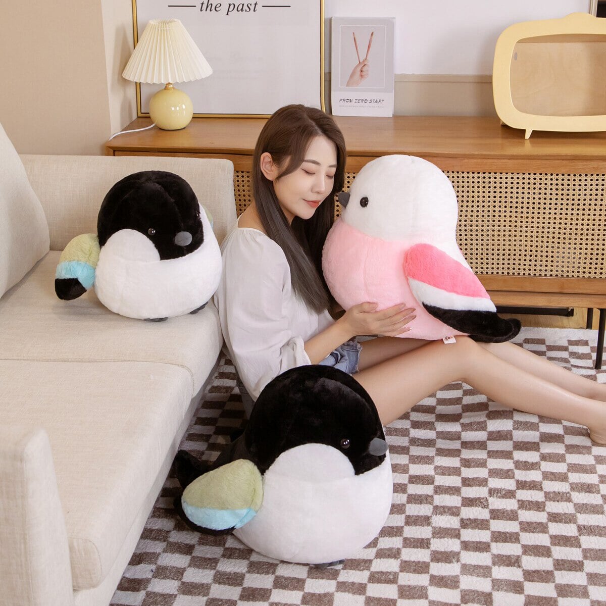 Colorful and Cuddly Puffy Bird Plush Toys