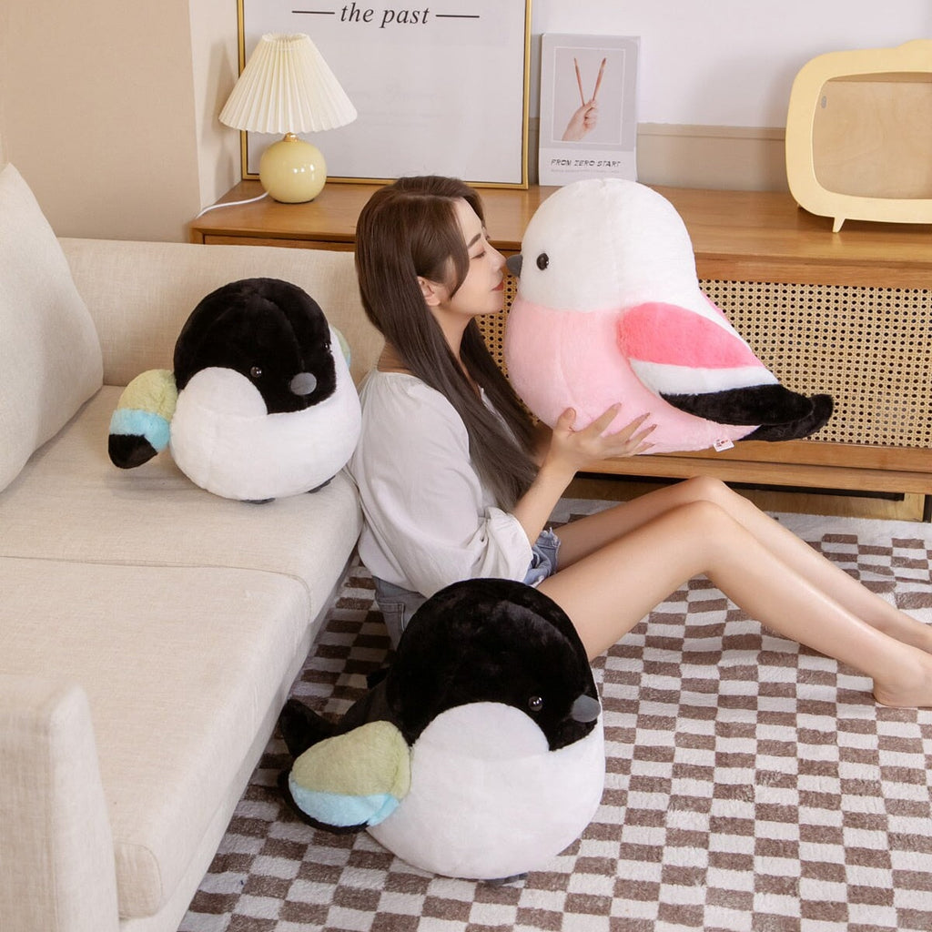 Colorful and Cuddly Puffy Bird Plush Toys