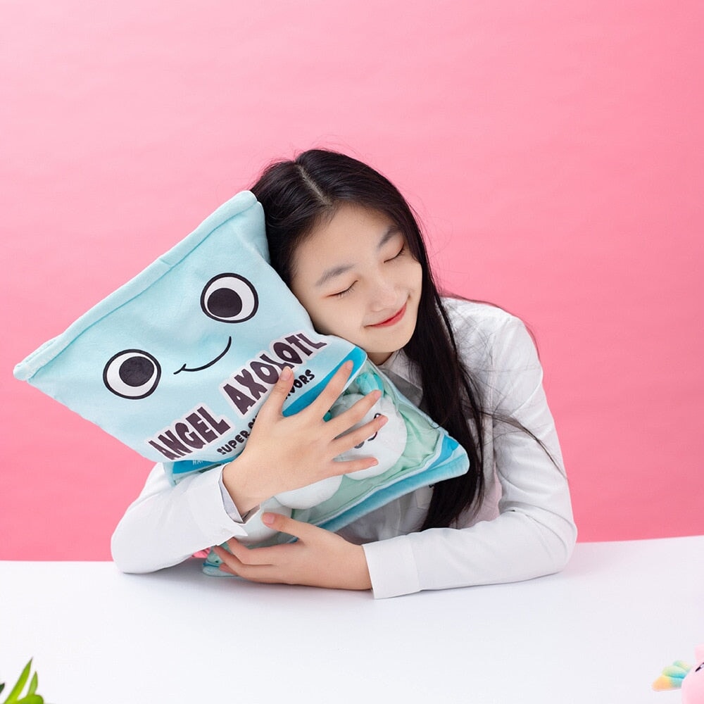 Rainbow Pink Blue Axolotl Candy Bag Plushies
