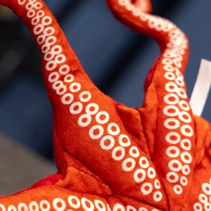 Vibrant Red Realistic Octopus Stuffed Animal