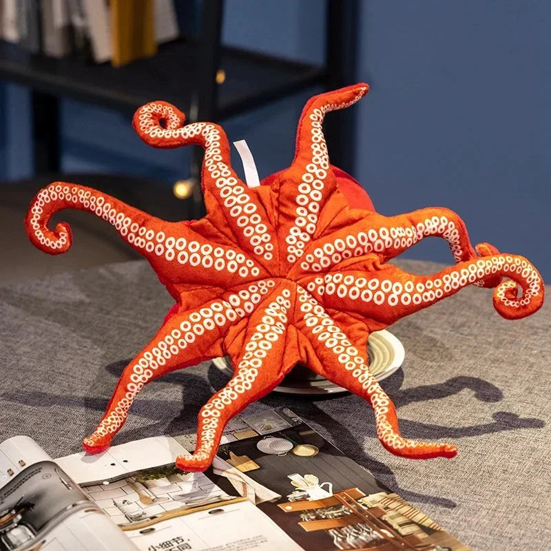 Vibrant Red Realistic Octopus Stuffed Animal