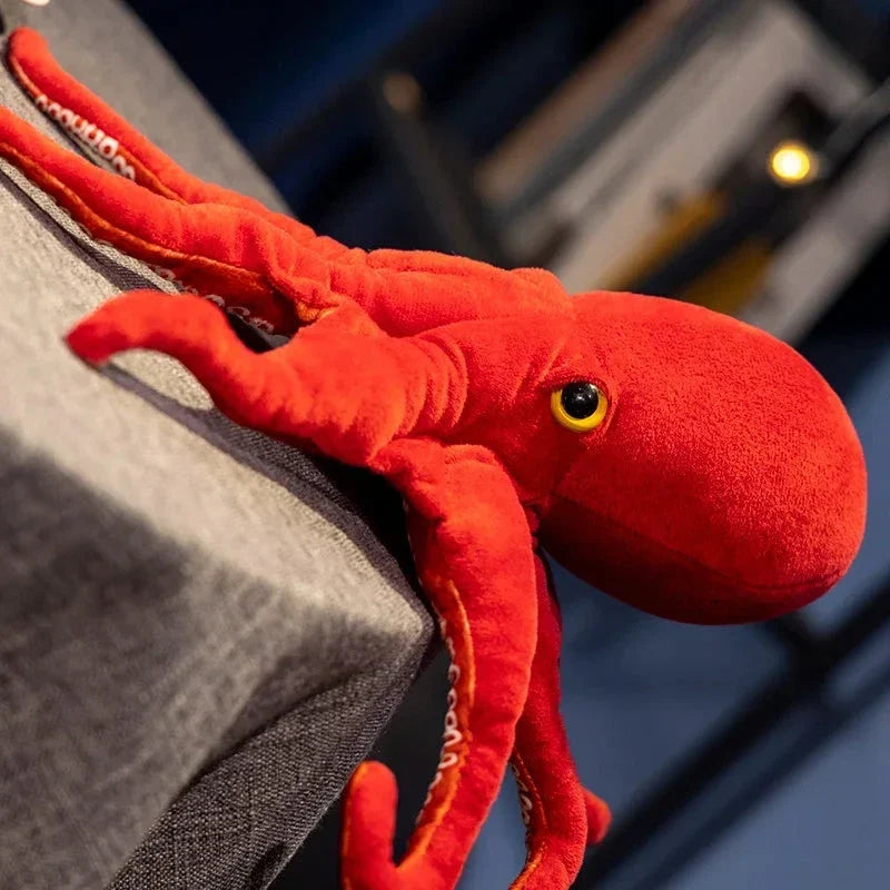 Vibrant Red Realistic Octopus Stuffed Animal
