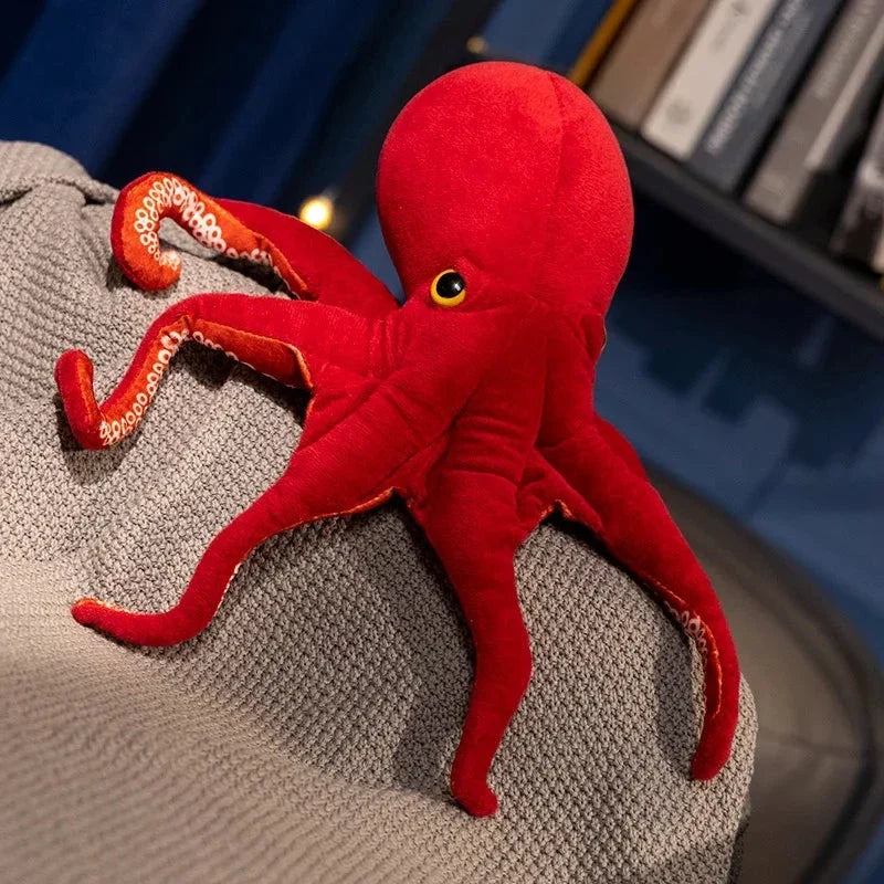 Vibrant Red Realistic Octopus Stuffed Animal