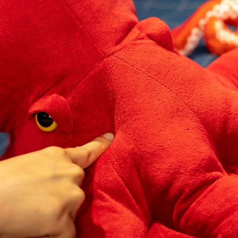 Vibrant Red Realistic Octopus Stuffed Animal