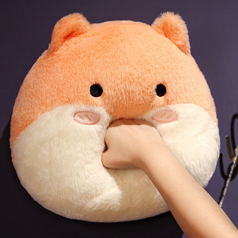 Adorable Round Plushie Collection: Cat, Bunny, and Fox Pillows