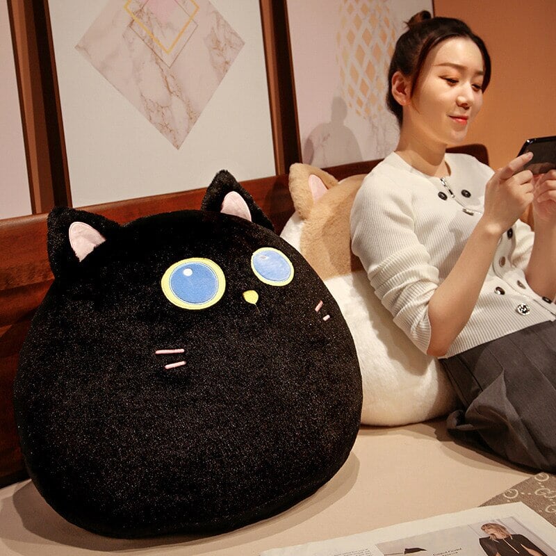Adorable Round Plushie Collection: Cat, Bunny, and Fox Pillows