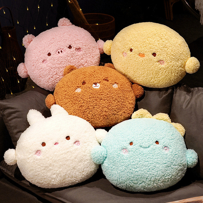 Cozy Round Fluffy Animal Plush Pillow Collection