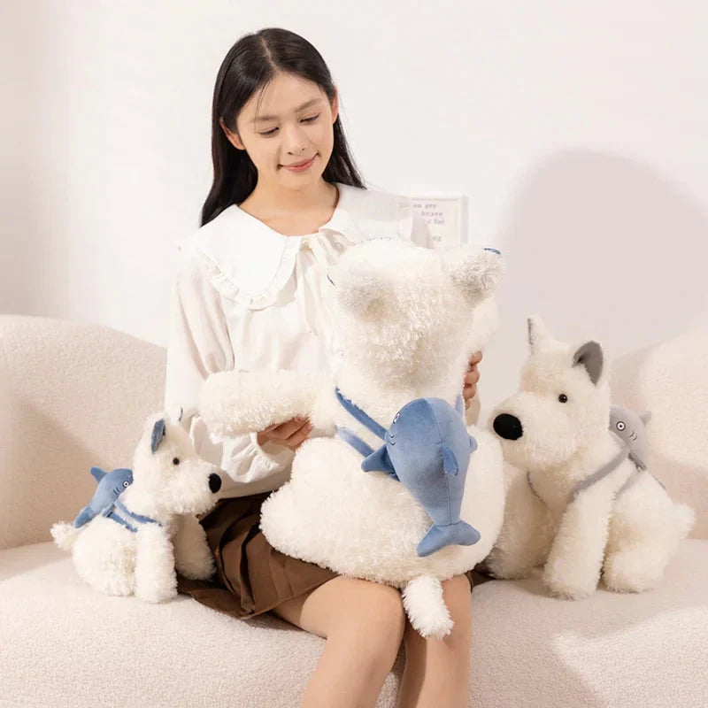 Adorable Schnauzer Plush Toy with Fun Shark Bag