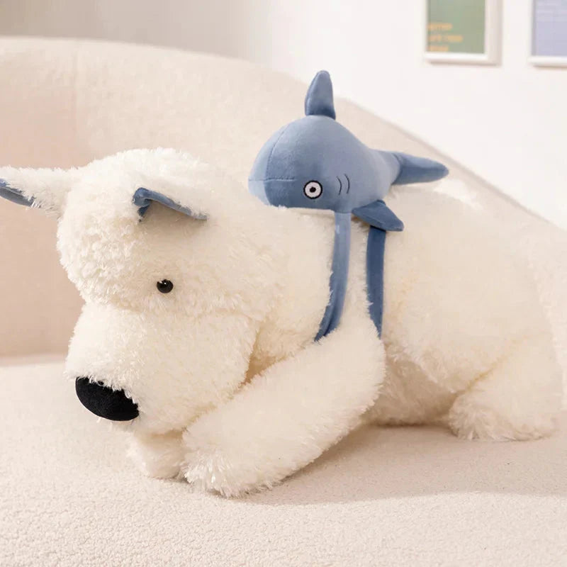 Adorable Schnauzer Plush Toy with Fun Shark Bag