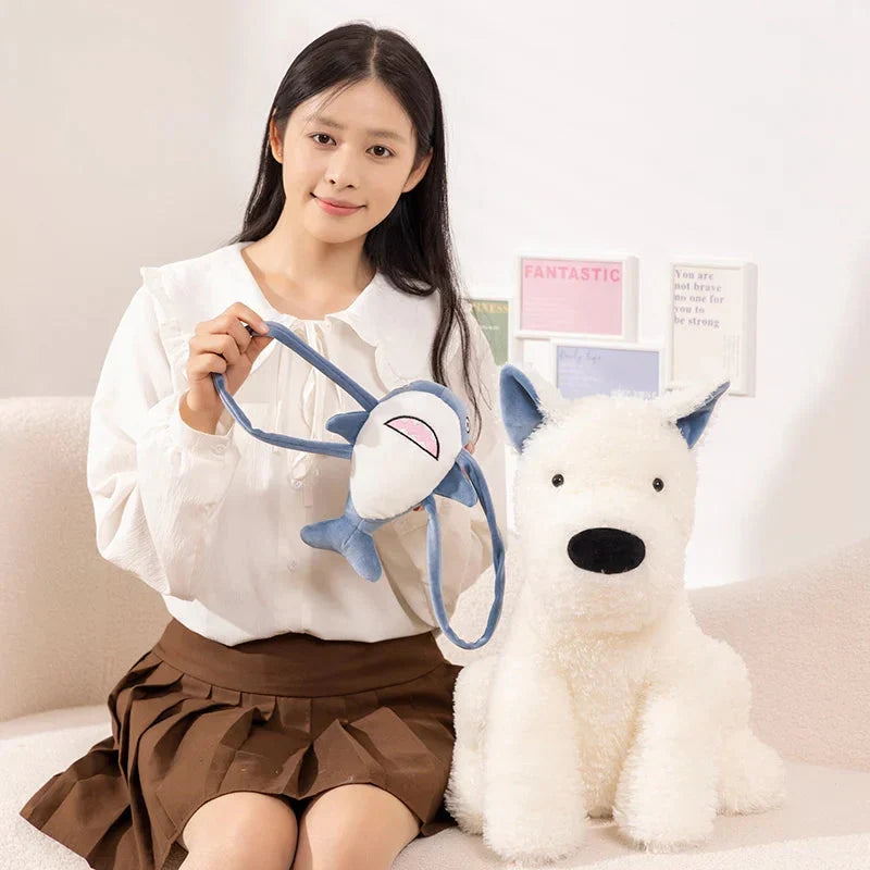Adorable Schnauzer Plush Toy with Shark Bag Design