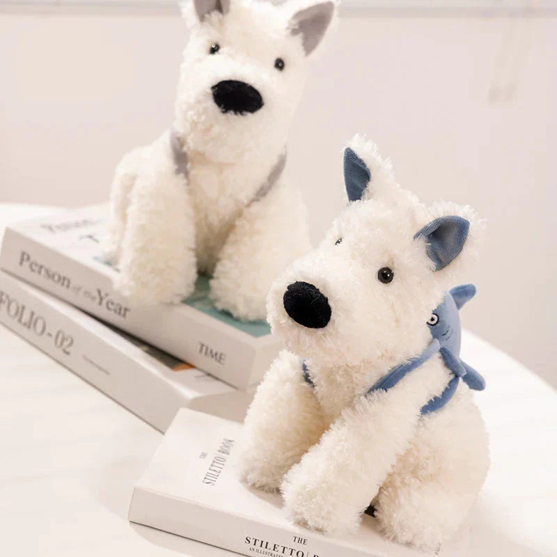 Adorable Schnauzer Plush Toy with Fun Shark Bag
