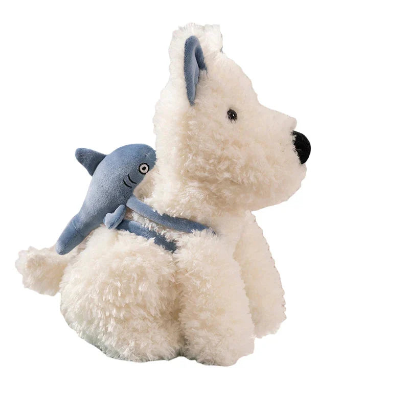 Adorable Schnauzer Plush Toy with Shark Bag Design