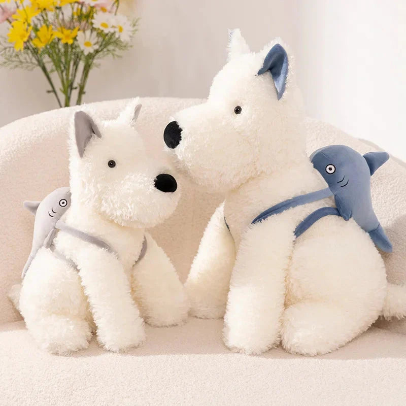 Adorable Schnauzer Plush Toy with Shark Bag Design