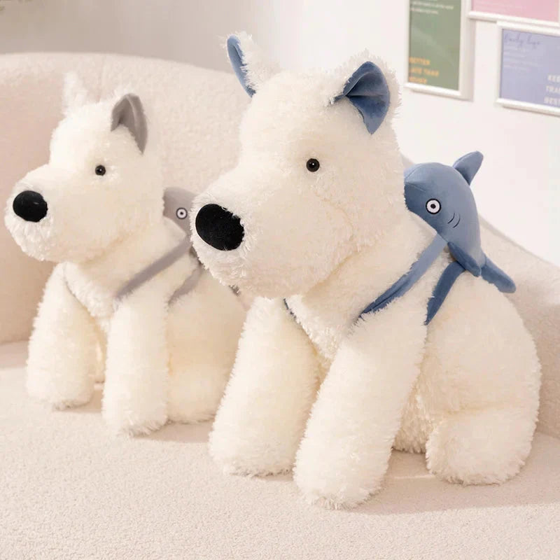 Adorable Schnauzer Plush Toy with Fun Shark Bag