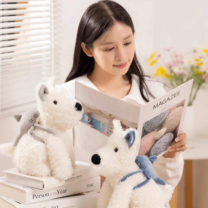Adorable Schnauzer Plush Toy with Shark Bag Design