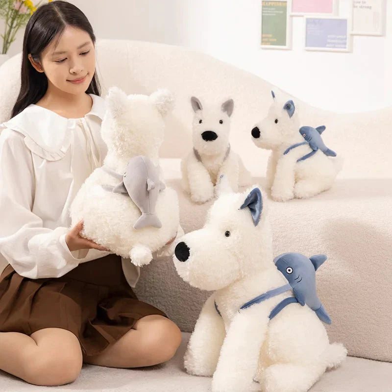 Adorable Schnauzer Plush Toy with Fun Shark Bag