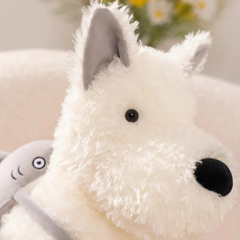 Adorable Schnauzer Plush Toy with Shark Bag Design