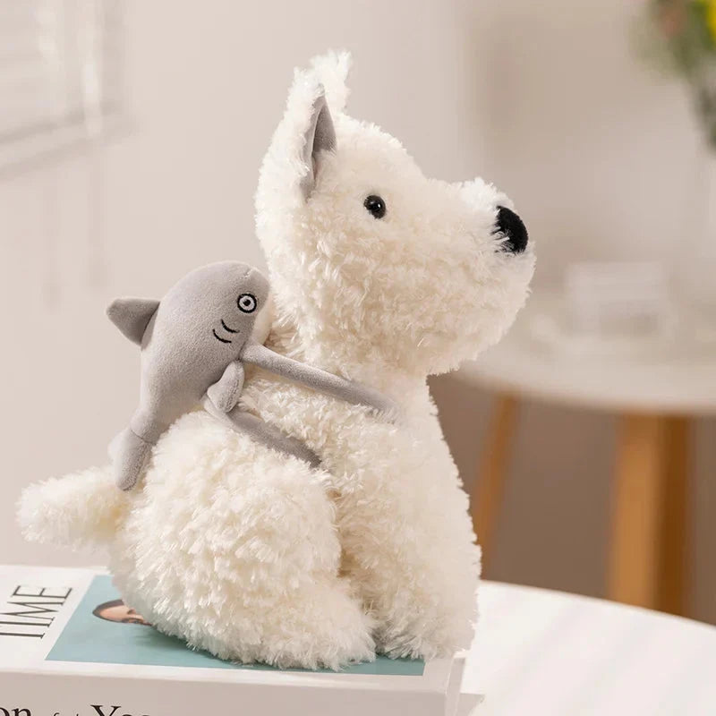 Adorable Schnauzer Plush Toy with Shark Bag Design