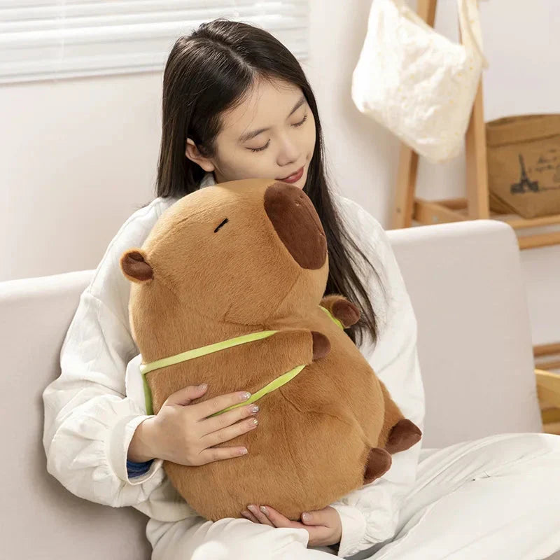 Adorable Sleepy Capybara Plushie with Mahjong Backpack