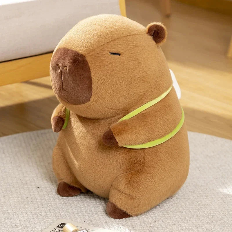 Adorable Sleepy Capybara Plushie with Mahjong Backpack