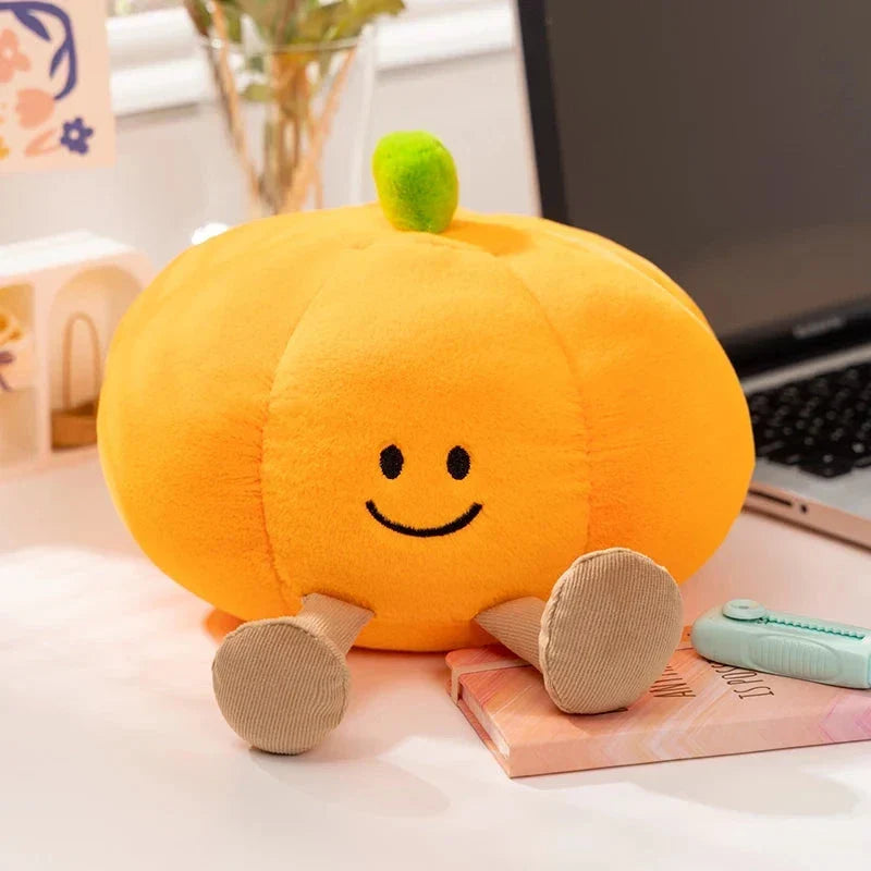 Adorable Smiling Pumpkin Ghost Plush for Halloween Fun!