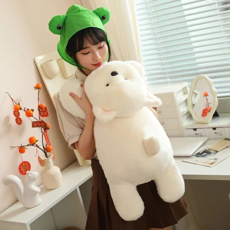 Adorable Snowy the White Maltese Plush Toy with Fun Frog Hat