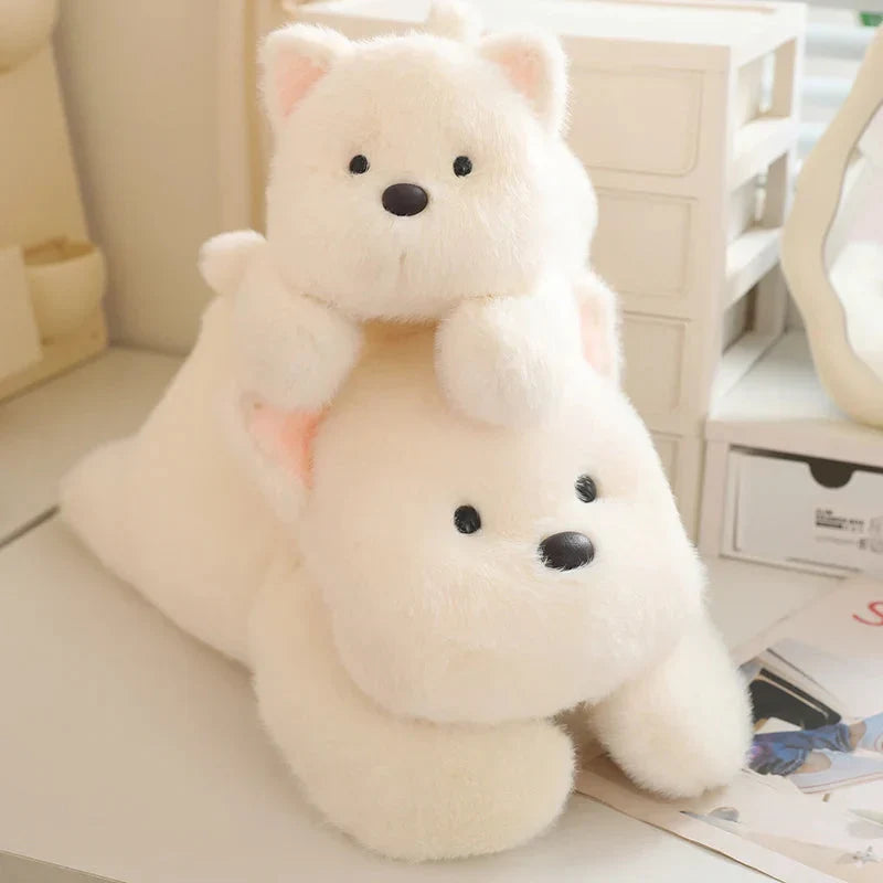 Adorable Snowy the White Maltese Plush Toy with Fun Frog Hat