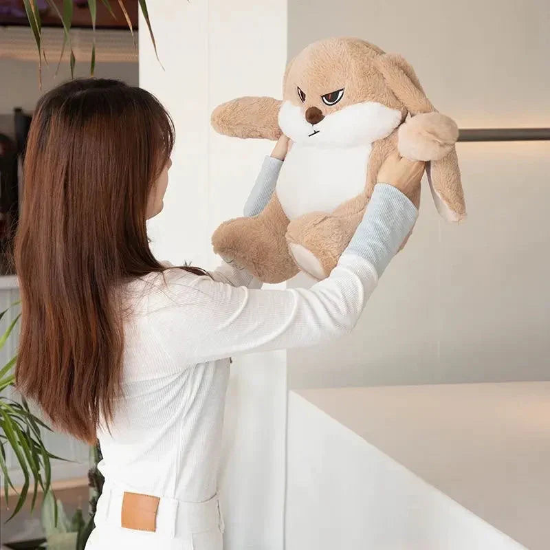 Furious Fluffy Beige Bunny Plush - Spike the Adorable Companion!