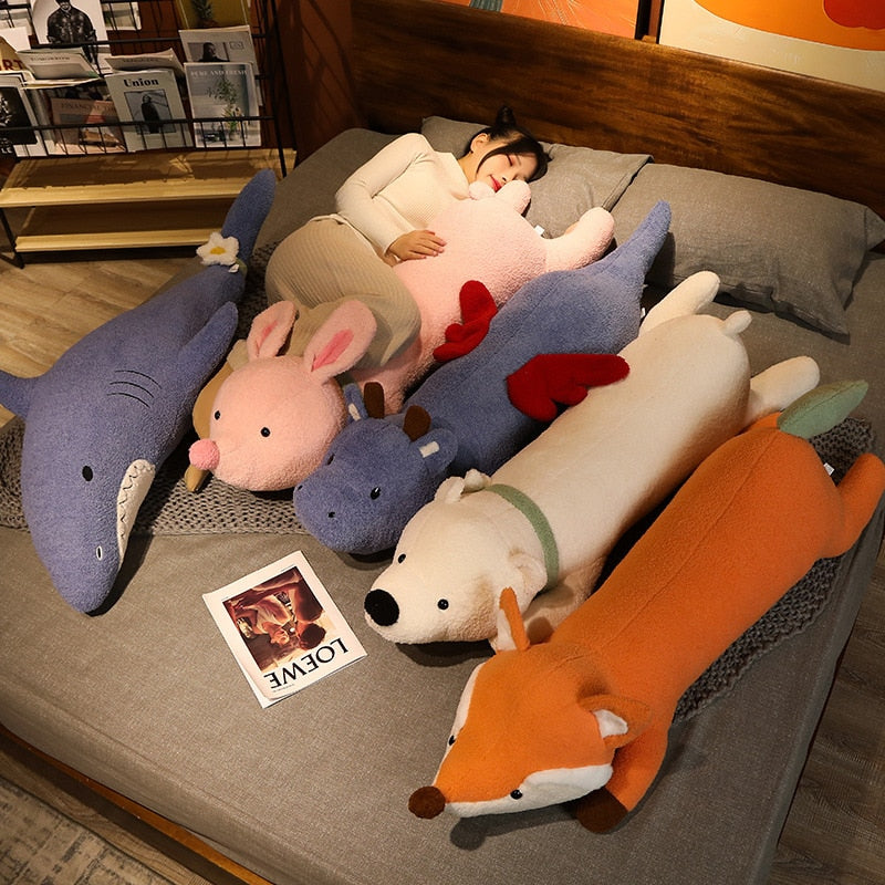 Adorable Fluffy Giants: Dragon, Fox, Bunny, Bear, and Shark Plush Toys!