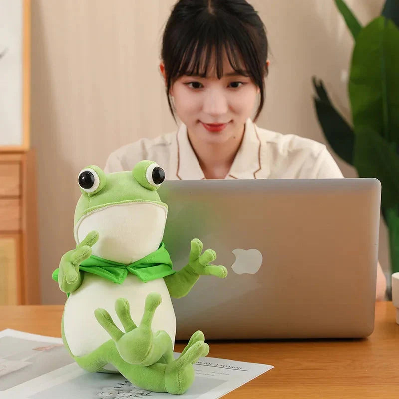 Tito the Hilarious Green Frog Plush Toy with Stylish Hat