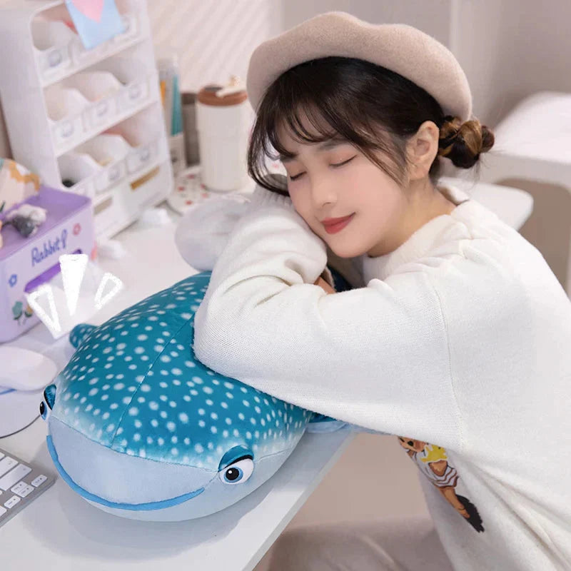 Adorable 75cm White Beluga Blue Whale Shark Plush Toy