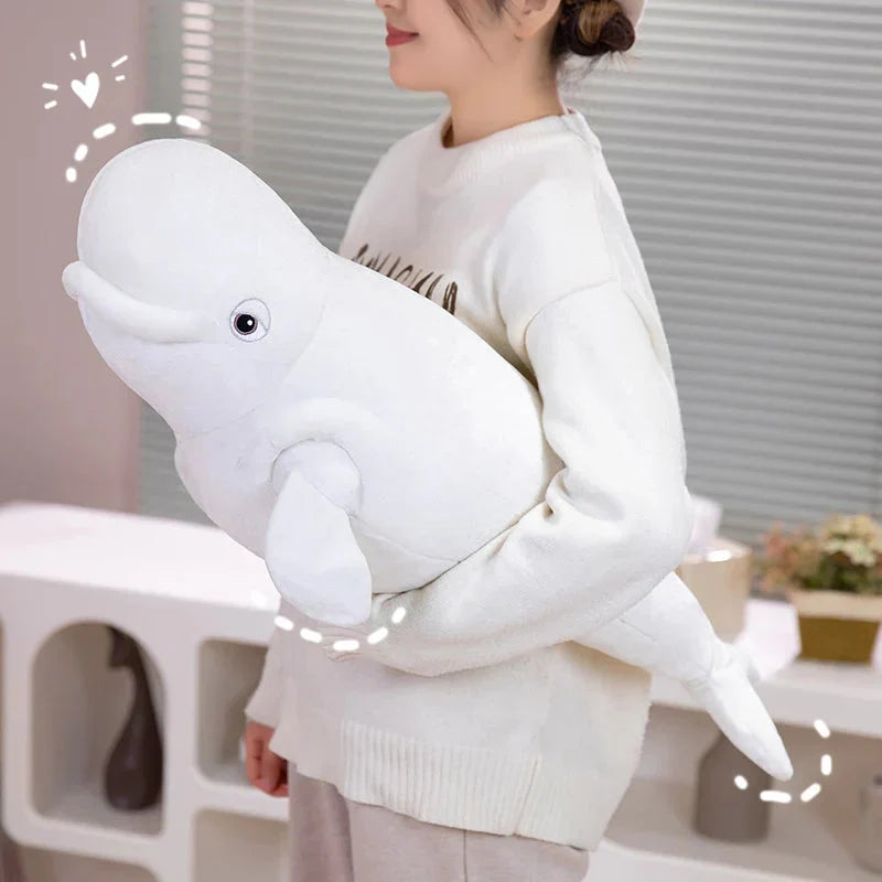Adorable 75cm Plush White Beluga and Blue Whale Shark Stuffed Animals