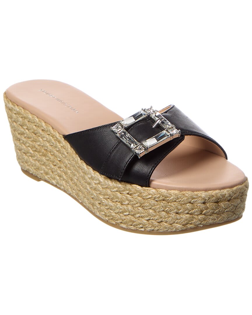 Stuart Weitzman June 75 Leather Wedge Sandal