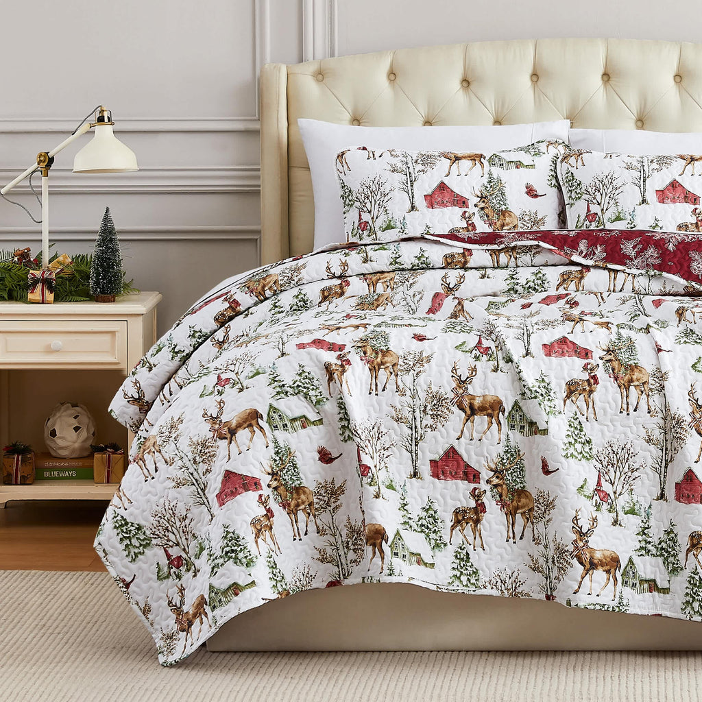 Southshore Fine Linens White Christmas Oversized Quilt Set