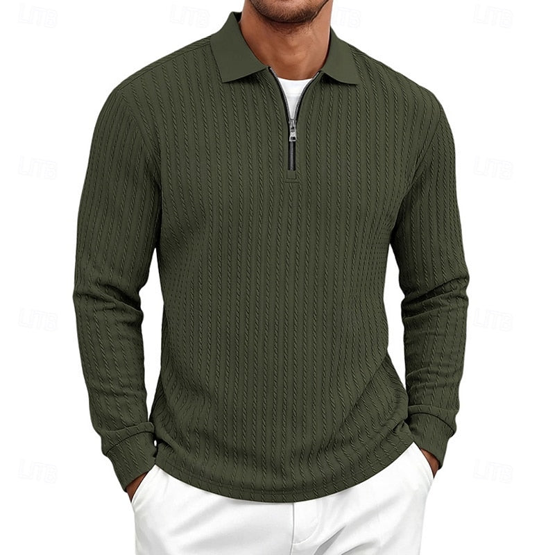 Bryson | Strukturiertes Polo-Shirt mit Reißverschluss