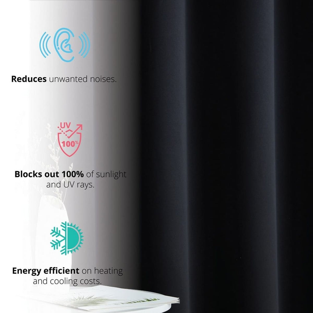 Thd Virginia 100% Blackout Grommet Total Privacy Curtain Panels - Set of 2