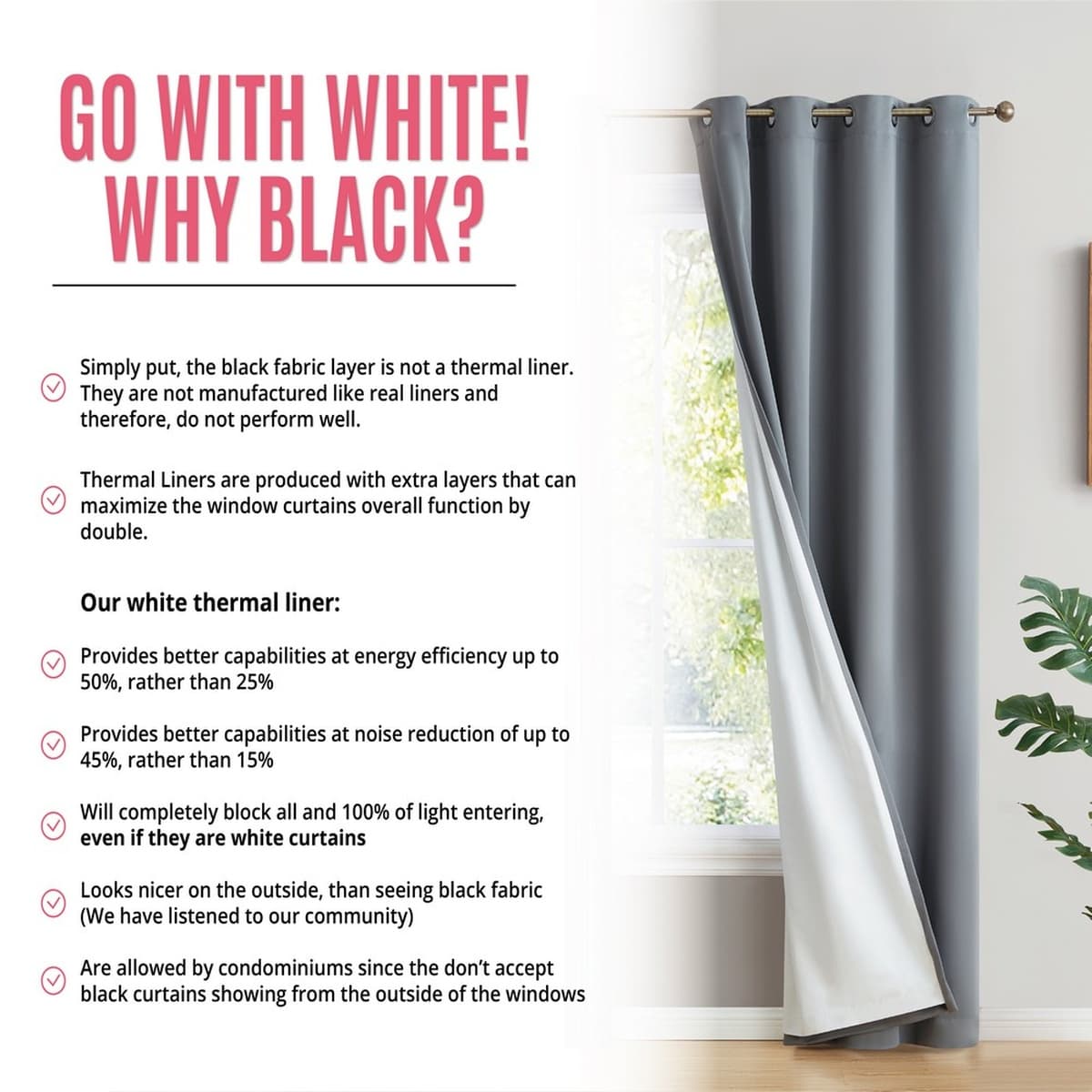 Thd Virginia 100% Blackout Grommet Total Privacy Curtain Panels - Set of 2