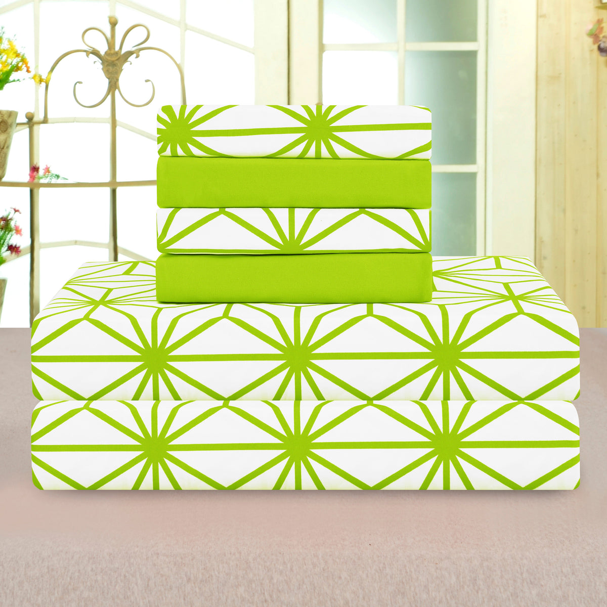 Elegant Comfort 6-Piece Cube Bed Sheet Set  - Geometric Pattern - Soft as a Hotel Premium Quality