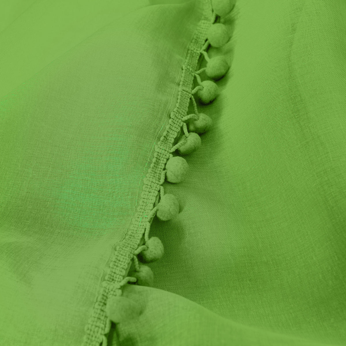 Elegant Comfort Set of 2 Pom Pom Tasseled Sheer Curtain - Rod Pocket
