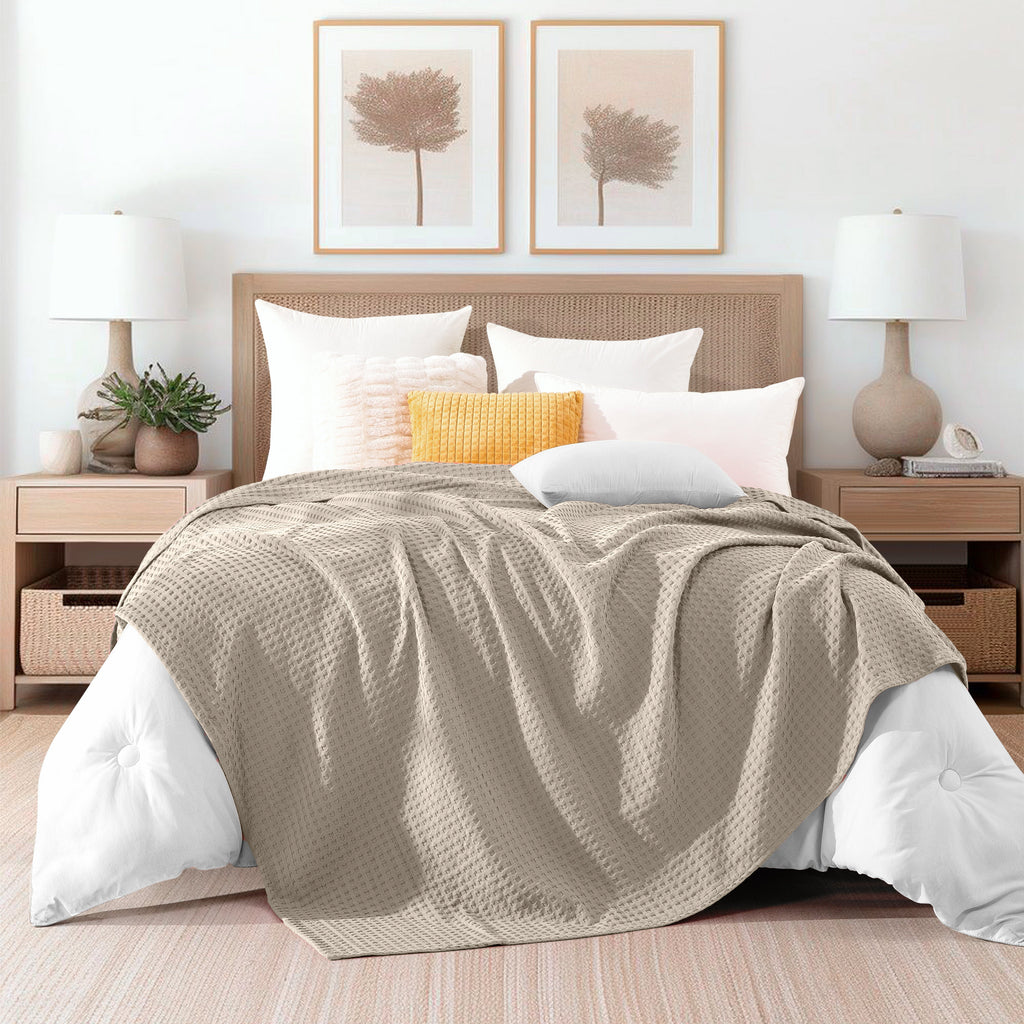 Elegant Comfort Cotton Waffle Blanket