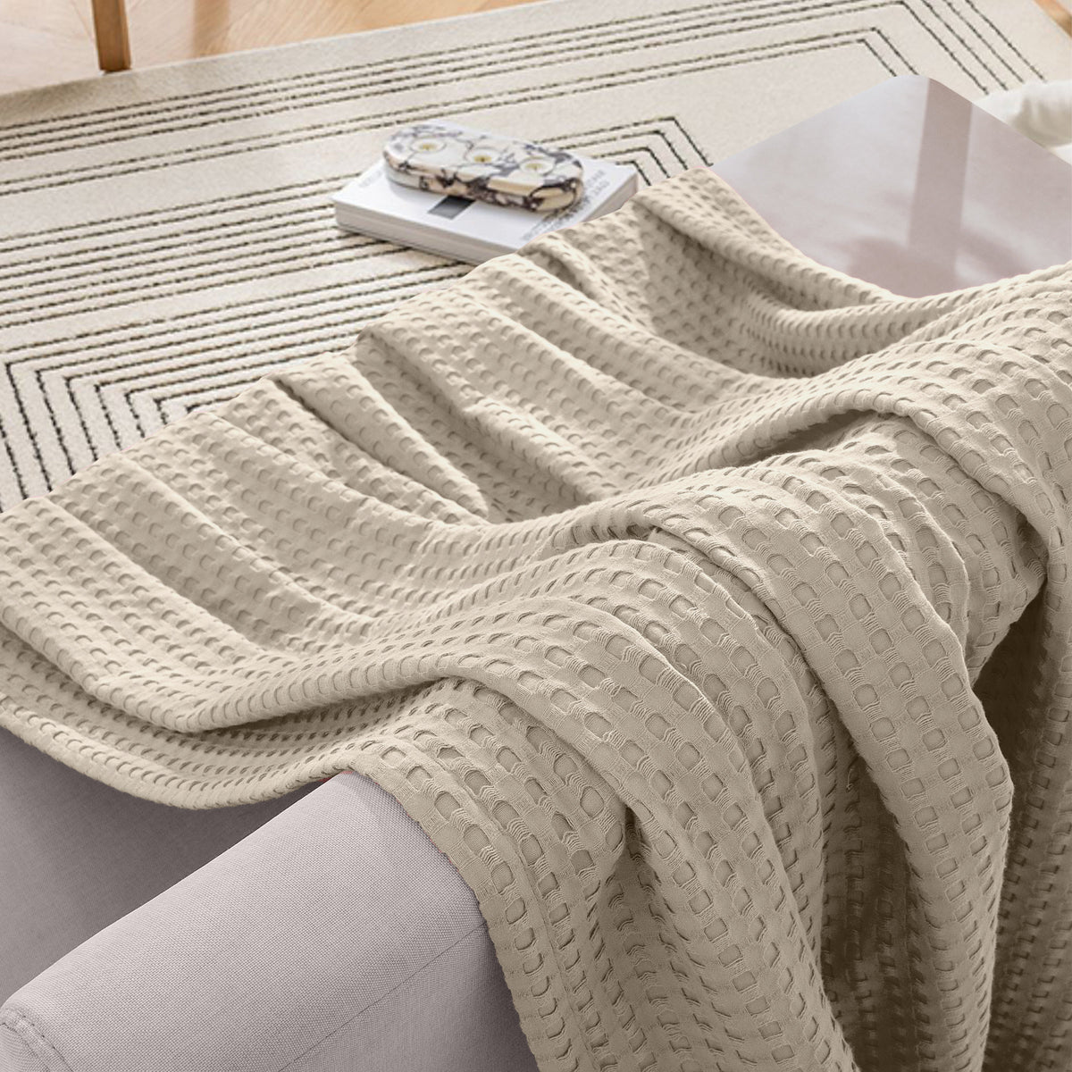 Elegant Comfort Cotton Waffle Blanket