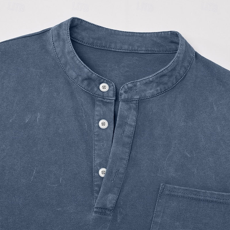 Theodore | Vintage-Waschung Langarm-Henley-Shirt