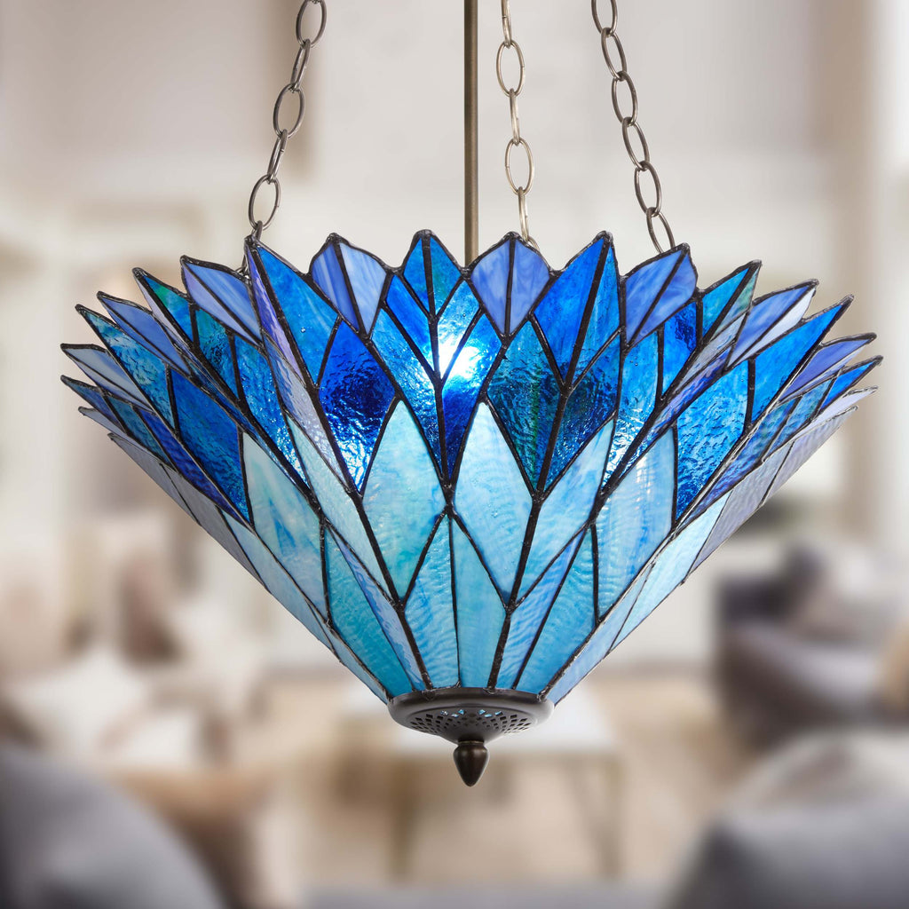 River of Goods Graceful Azura Unique Tiffany Style Shade Pendant Light