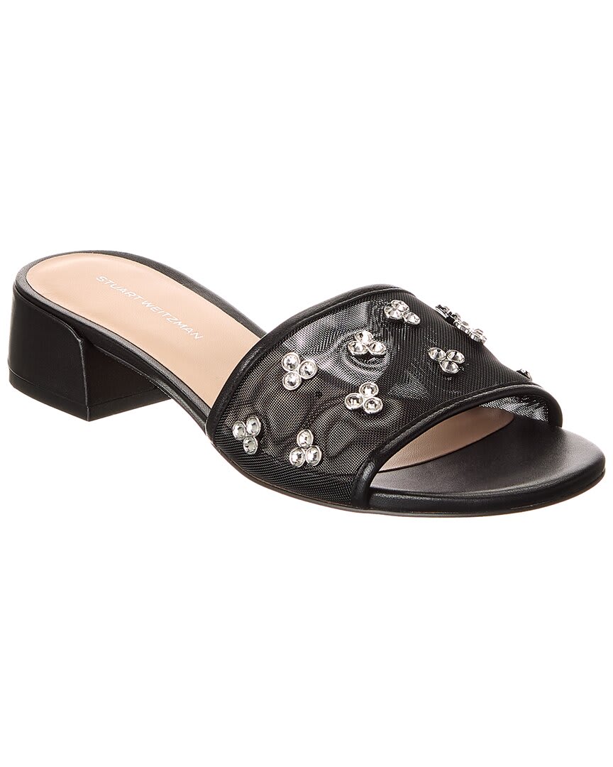 Stuart Weitzman Tammy Xtal Block Mesh & Leather Sandal
