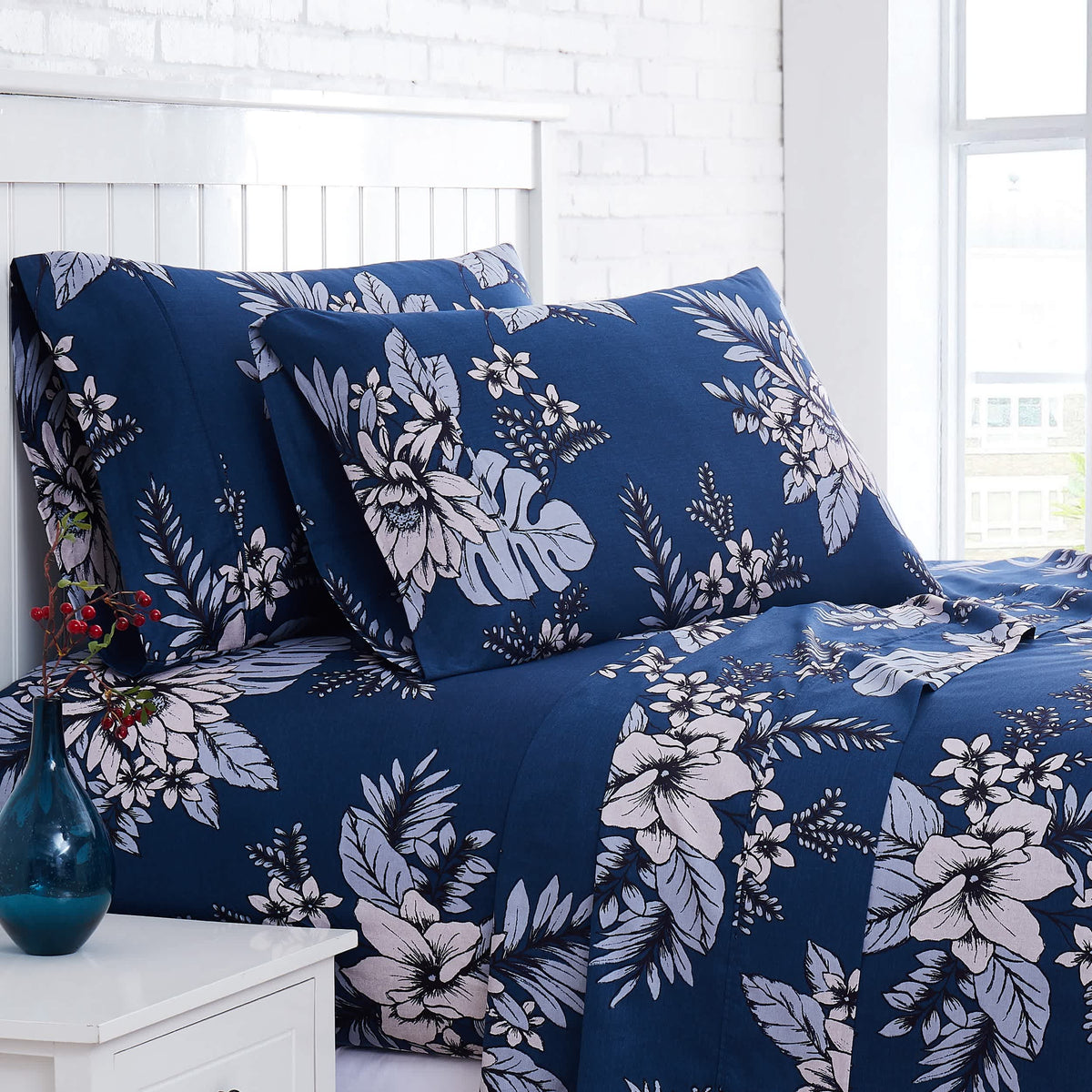 Southshore Fine Linens Flora Extra Deep Pocket 100% Cotton Printed Sheet Set