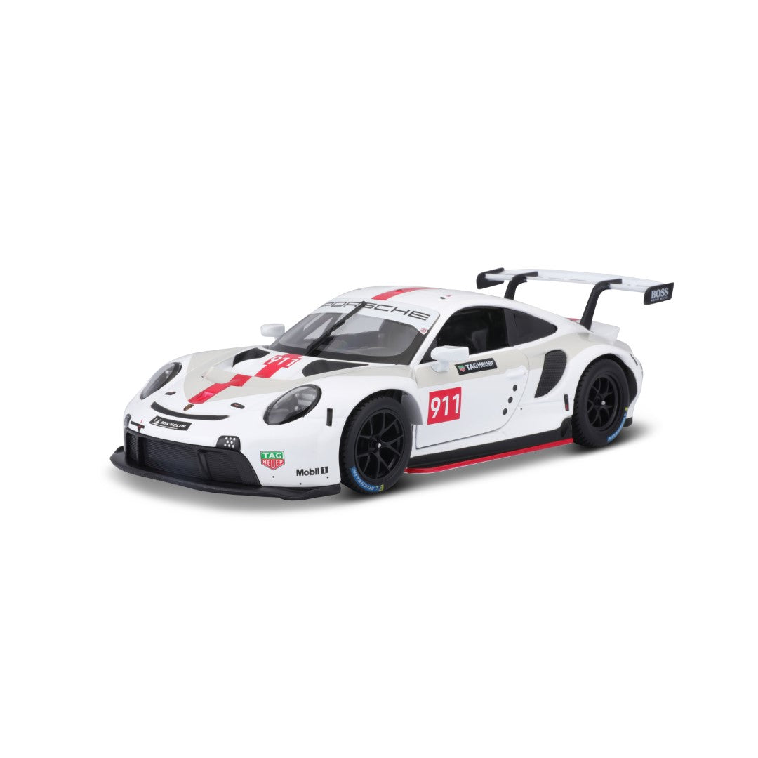 18-28013 Bburago Race - Porsche 911 RSR GT, blanche - Échelle 1:24