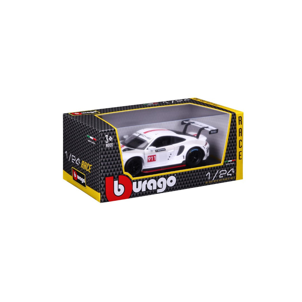 18-28013 Bburago Race - Porsche 911 RSR GT, blanche - Échelle 1:24
